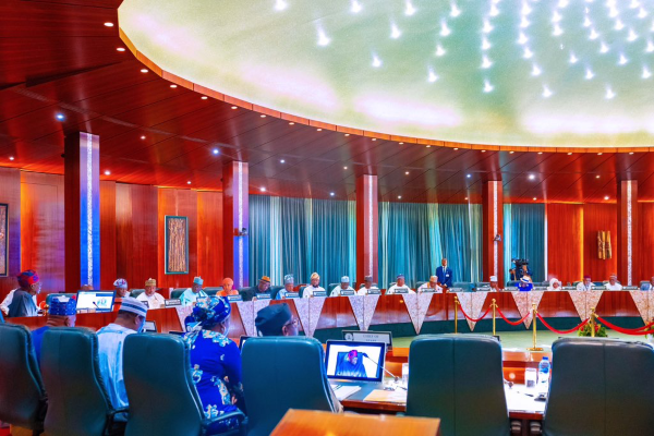 Inaugural Federal Executive Council with newly appointed ministers at the council chambers of the State House, Abuja, 28 August 2023. Pic: @officialABAT