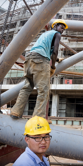 LUSAKA: A Chinese engineer supervises construction